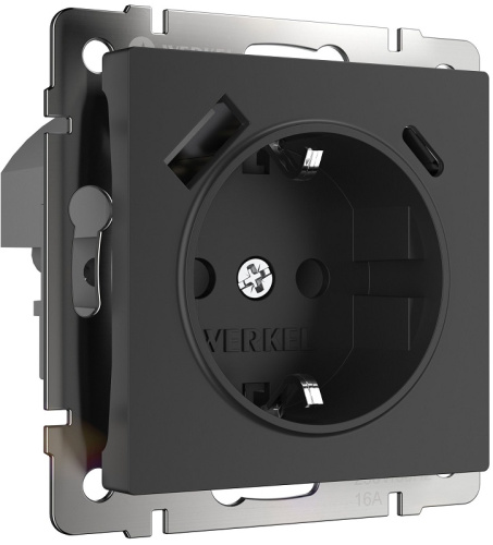 Розетка с заземлением +2хUSB тип A+С без рамки Werkel 1-м. шторки графит матовый, Werkel, купить, цена, доставка, безопасность фото 2 Розетка с заземлением +2хUSB тип A+С без рамки Werkel 1-м. шторки графит матовый Werkel — купить по цене от 8 450 ₽ | ПрофБезопасность фото 2