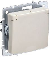 Розетка с заземлением без рамки IEK Brite РСбш10-3-44-БрКр 1-м. крышка шторки IP44 бежевый