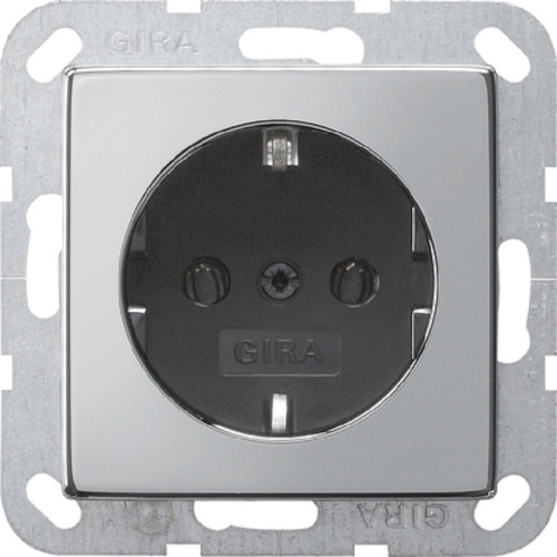 Розетка с заземлением без рамки Gira ClassiX 1-м. 16А хром/антрацит Gira — купить по цене от 2&nbsp;420 ₽ | ПрофБезопасность