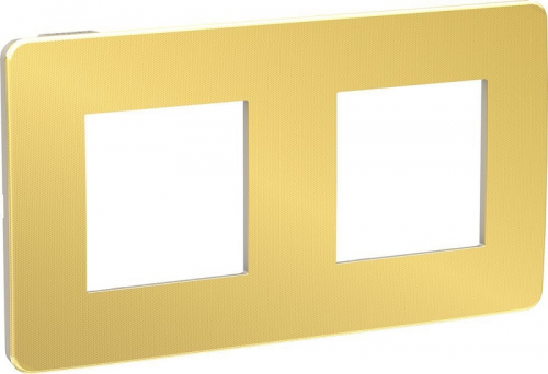 Рамка универсальная Schneider Electric Unica Studio Metal 2-м. золото/бежевый картинка