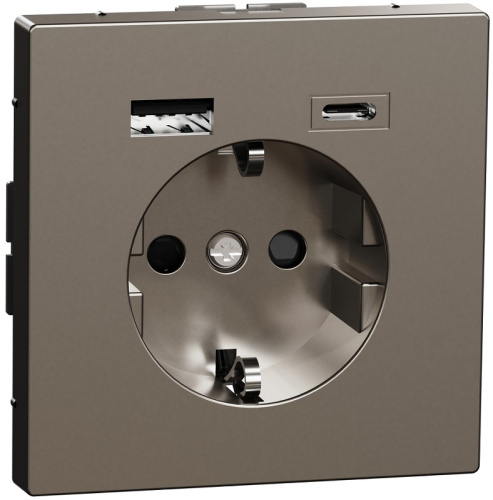 Розетка с заземлением +2xUSB тип A+C без рамки Schneider Electric Merten D-Life 1-м. сталь Schneider Electric — купить по цене от 10&nbsp;355 ₽ | ПрофБезопасность