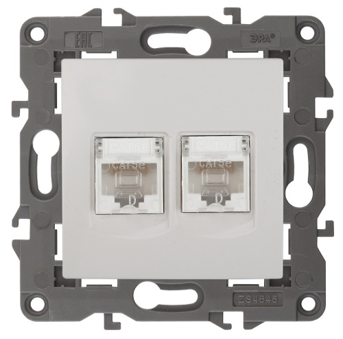 Розетка компьютерная без рамки Эра Elegance 2-м. RJ45+RJ45 5e белый Эра — купить по цене от 900 ₽ | ПрофБезопасность