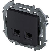 Розетка компьютерная без рамки Legrand Inspiria 2-м. RJ45+RJ45 6e антрацит