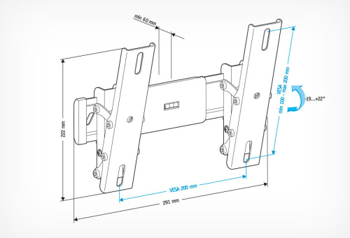Кронштейн для ТВ Holder LCD-T2611 22"-47" наклонный, усиленный фото 2