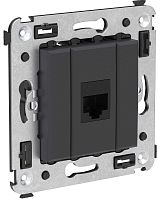 Розетка компьютерная без рамки DKC Avanti 1-м. RJ45 5е черный матовый