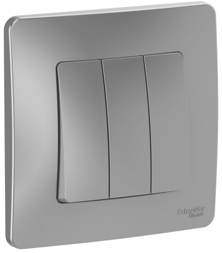 Выключатель с рамкой Systeme Electric Blanca 3-кл. алюминий