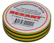 Изолента Rexant 19мм x 25м желто зеленая