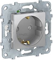 Розетка с заземлением без рамки Schneider Electric Unica New 1-м. шторки алюминий Schneider Electric — купить по цене от 473 ₽ | ПрофБезопасность