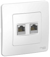 Розетка компьютерная с рамкой Systeme Electric Blanca 2-м. RJ45+RJ45 5e белый