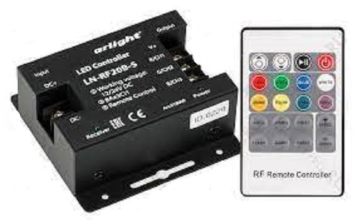 Контроллер для светодиодной RGB ленты Arlight (радио) LN-RF20B-S 12/24В 24А IP20 288/576Вт, Arlight, купить, цена, доставка, безопасность Контроллер для светодиодной RGB ленты Arlight (радио) LN-RF20B-S 12/24В 24А IP20 288/576Вт Arlight — купить по цене от 2 240 ₽ | ПрофБезопасность