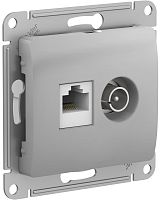 Розетка RJ45+TV Оконечная без рамки Systeme Electric Glossa 2-м. алюминий