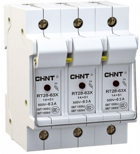 Держатель плавких вставок с индикацией CHINT 3п RT28N-63X 14х51мм