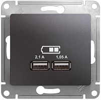 Розетка USB тип A+A без рамки Systeme Electric Glossa 2-м. 2100мА графит