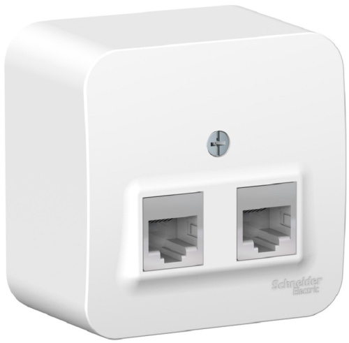 Розетка телефон+компьютер накладная Systeme Electric Blanca 2-м. RJ11+RJ45 5е белый