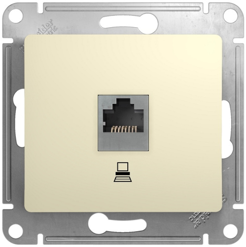 Розетка компьютерная без рамки Systeme Electric Glossa 1-м. RJ45 5e бежевый Systeme Electric — купить по цене от 945 ₽ | ПрофБезопасность