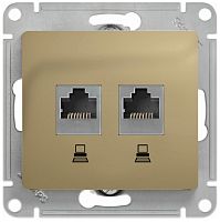 Розетка компьютерная без рамки Systeme Electric Glossa 2-м. RJ45+RJ45 5e титан