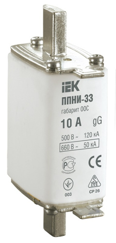 Вставка плавкая предохранителя IEK ППНИ-33 габарит 00С 10А