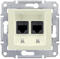 Розетка компьютерная без рамки Schneider Electric Sedna 2-м. RJ45+RJ45 5e бежевый