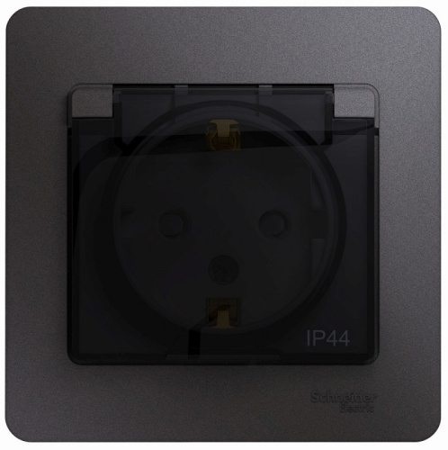 Розетка с заземлением с рамкой Systeme Electric Glossa 1-м. крышка шторки IP44 графит, Systeme Electric, купить, цена, доставка, безопасность Розетка с заземлением с рамкой Systeme Electric Glossa 1-м. крышка шторки IP44 графит Systeme Electric — купить по цене от 731 ₽ | ПрофБезопасность
