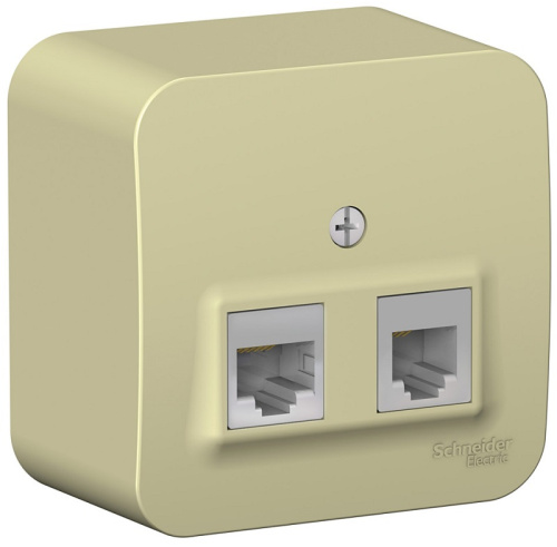 Розетка телефон+компьютер накладная Systeme Electric Blanca 2-м. RJ11+RJ45 5е бежевый