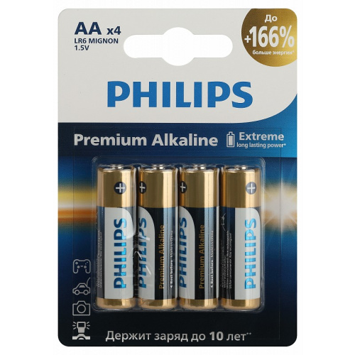 Элемент питания Philips Premium LR6 LR6M4B/51 BL4 AA (цена за 4 шт.) (батарейка)