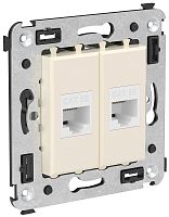 Розетка компьютерная без рамки DKC Avanti 2-м. RJ45+RJ45 5е ванильная дымка
