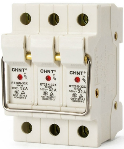 Держатель плавких вставок с индикацией CHINT 3п RT28N-32X 10х38мм