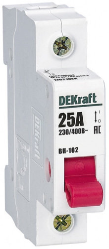 Выключатель нагрузки (мини-рубильник) DeKraft ВН-102 1п 25А тип AC