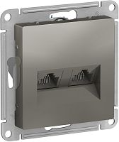 Розетка компьютерная без рамки Systeme Electric AtlasDesign 2-м. RJ45+RJ45 5e сталь