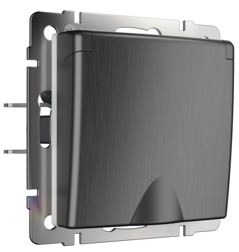 Розетка с заземлением без рамки Werkel 1-м. крышка шторки IP44 графит рифленый Werkel — купить по цене от 858 ₽ | ПрофБезопасность