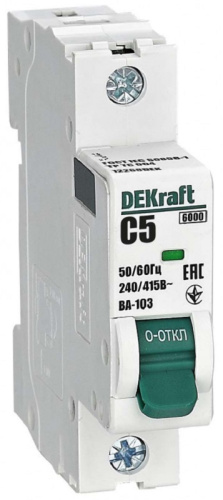 Выключатель автоматический DEKraft ВА-103 1п 5А C 6кА