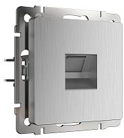 Розетка компьютерная без рамки Werkel 1-м. RJ45 5e серебряный рифленый