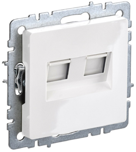 Розетка компьютерная без рамки IEK Brite РК10-2-БрБ 2-м. RJ45+RJ45 5e белый IEK — купить по цене от 800 ₽ | ПрофБезопасность