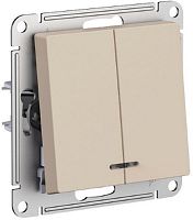 Выключатель с подсветкой без рамки Systeme Electric AtlasDesign 2-кл. песочный