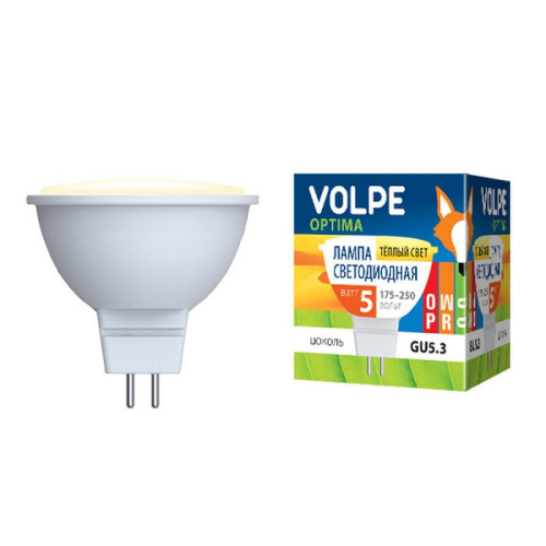 Лампа светодиодная Volpe LED-JCDR-5W-WW-GU5.3-O 5Вт 220В 350Лм 2700К Volpe — купить по цене от 100 ₽ | ПрофБезопасность