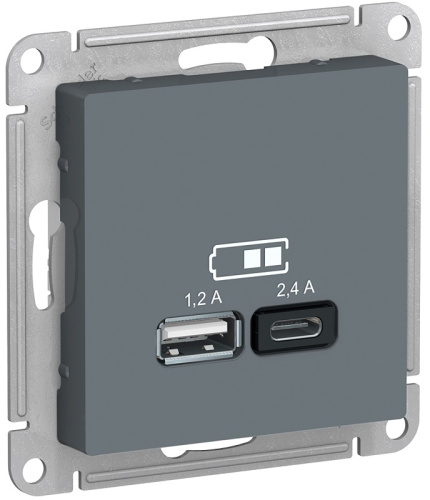 Розетка USB тип A+С без рамки Systeme Electric AtlasDesign 2-м. 2400мА грифель