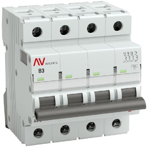 Выключатель автоматический EKF Averes AV-6 4п 3А B 6кА