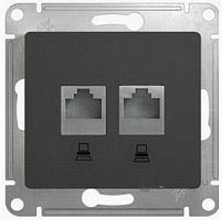 Розетка компьютерная без рамки Systeme Electric Glossa 2-м. RJ45+RJ45 5e антрацит 