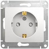 Розетка с заземлением без рамки Systeme Electric Glossa 1-м. шторки белый