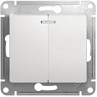 Выключатель с подсветкой без рамки Systeme Electric Glossa 2-кл. белый