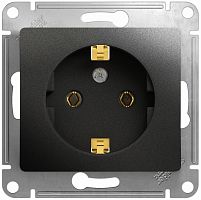 Розетка с заземлением без рамки Systeme Electric Glossa 1-м. антрацит 