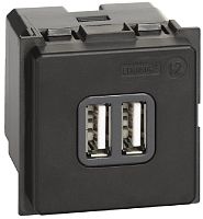 Розетка USB тип A+A модульная Legrand BTicino Living Now 1-м. 2 мод. 3000мА