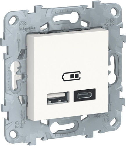 Розетка USB тип A+С без рамки Schneider Electric Unica New 2-м. 2400мА белый, Schneider Electric, купить, цена, доставка, безопасность Розетка USB тип A+С без рамки Schneider Electric Unica New 2-м. 2400мА белый Schneider Electric — купить по цене от 4 860 ₽ | ПрофБезопасность