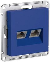 Розетка компьютерная без рамки Systeme Electric AtlasDesign 2-м. RJ45+RJ45 5e аквамарин