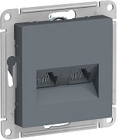 Розетка компьютерная без рамки Systeme Electric AtlasDesign 2-м. RJ45+RJ45 5e грифель