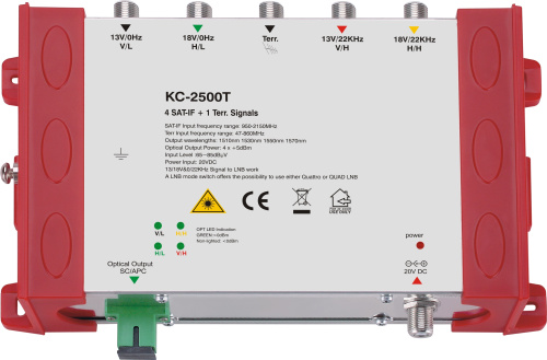 Оптический передатчик 4xSAT+TV сигналов КС-2500T