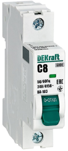 Выключатель автоматический DEKraft ВА-103 1п 8А C 6кА