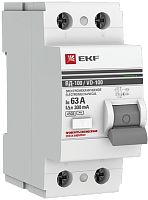 Выключатель дифференциального тока УЗО EKF PROxima ВД-100 2п 63А 300мА 4,5,кА тип AC