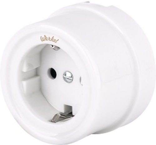 Розетка-ретро с заземлением керамика Werkel Retro 1-м. белый Werkel — купить по цене от 1&nbsp;743 ₽ | ПрофБезопасность