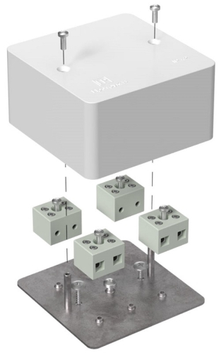 Коробка огнестойкая для кабель-канала Промрукав 85x85x45мм 8x10мм IP40 белый картинка